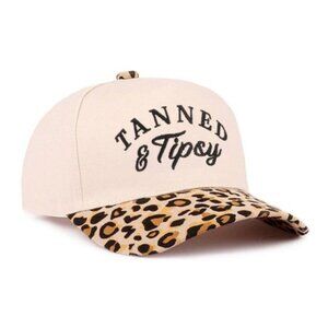 Tanned & Tipsy Two Tone Canvas Cotton Cap Leopard NEW